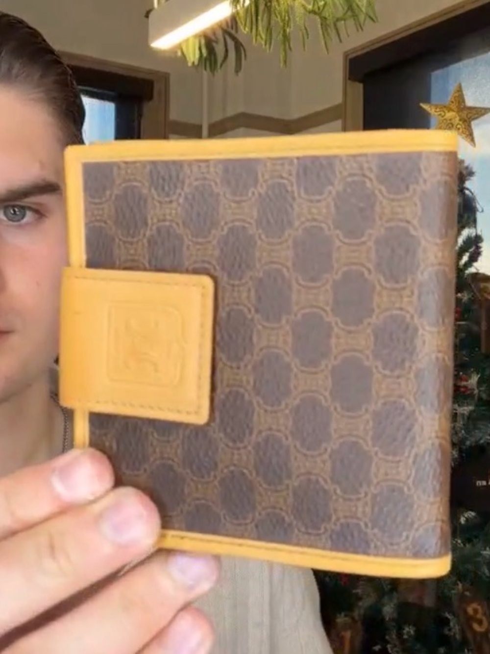 Vintage Celine Leather Bifold Wallet in Brown and Tan